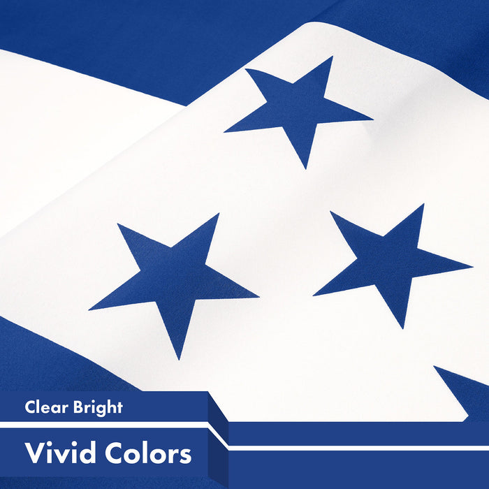 G128 3 Pack: Honduras Honduran Flag | 3x5 Ft | Printed 150D Polyester - Indoor/Outdoor, Vibrant Colors, Brass Grommets, Quality Polyester, Much Thicker More Durable Than 100D 75D Polyester