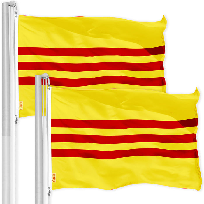 G128 2 Pack: South Vietnam South Vietnamese Flag | 3x5 Ft | LiteWeave Pro Series Printed 150D Polyester | Historical Flag, Vibrant Colors, Brass Grommets, Thicker and More Durable Than 100D 75D Poly