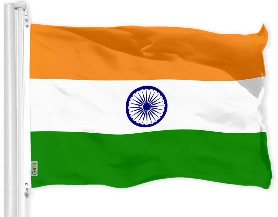 India (Indian) Flag | 3x5 feet | Printed 150D, Indoor/Outdoor, Vibrant Colors, Brass Grommets, Quality Polyester, Much Thicker More Durable Than 100D 75D Polyester