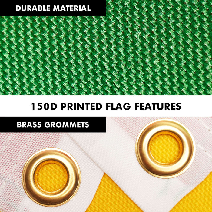 G128 Combo Pack: 6 Ft Twist Free Aluminum Spinning Flagpole (White) & Sao Tome and Principe Flag | 3x5 Ft | LiteWeave Pro Series Printed 150D Polyester | Pole with Flag Included