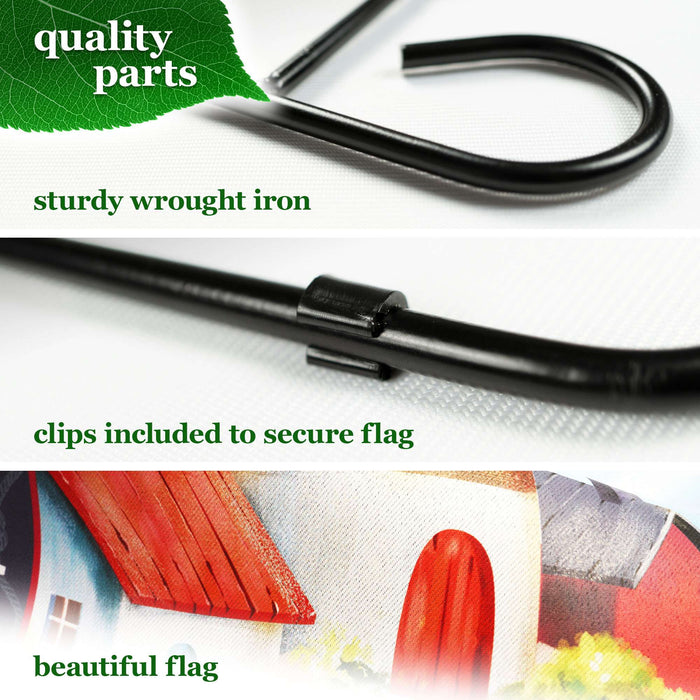 G128 Combo Pack: Garden Flag Stand 36x16IN & Garden Flag Welcome Lighthouse Beach Printed 12x18IN Double Sided
