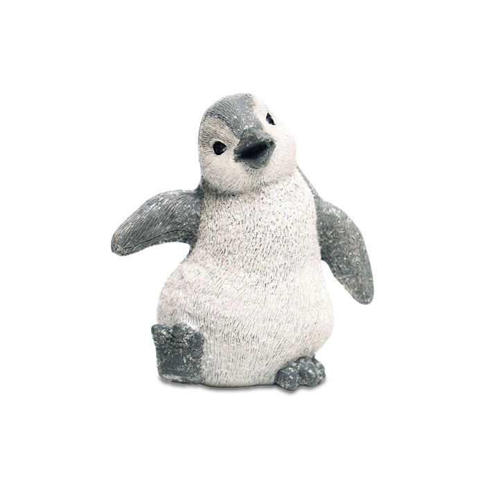 G128 small resin baby penguin statue, 4 inch tabletop winter figurine