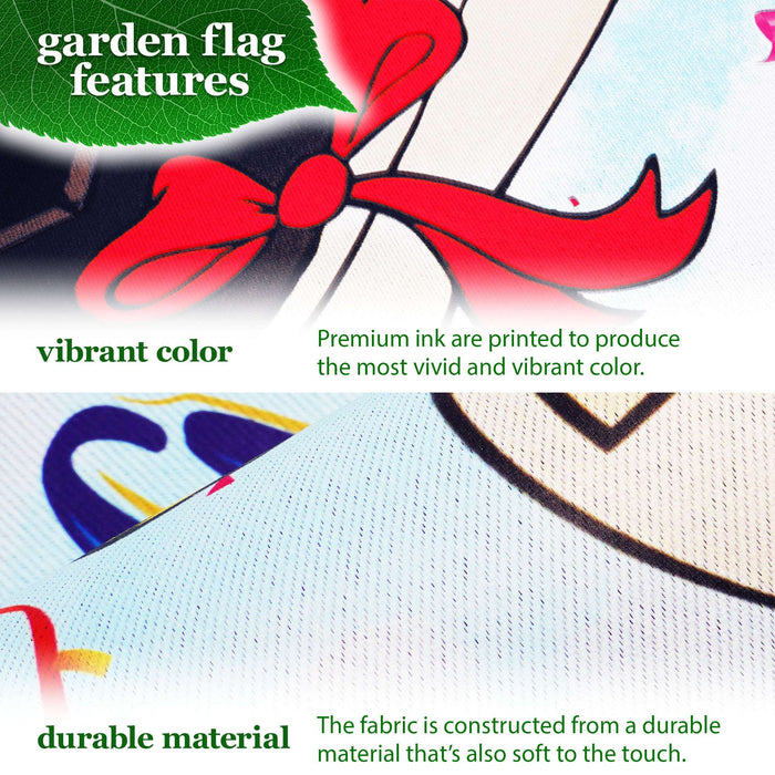 G128 Combo Pack: Garden Flag Stand 36x16IN & Garden Flag Happy Graduation Congrats Cap Printed 12x18IN Double Sided