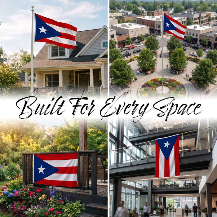 G128 Puerto Rico Puerto Rican Flag | 4x6 Ft | StormFlyer Series Embroidered 220GSM Spun Polyester | Embroidered Design, Indoor/Outdoor, Brass Grommets, Heavy Duty, All Weather