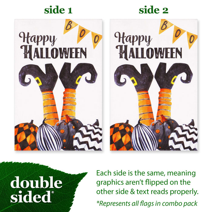 G128 set of 4 halloween, christmas, mardi gras gnomes garden flags, 12x18 inch, photo 3