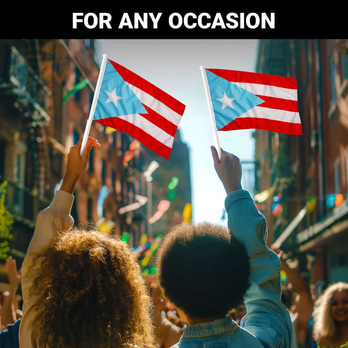 G128 2 Pack: Puerto Rico Light Blue Flag | 11x17 In | Double LiteWeave Pro Series Double Sided Printed 150D Polyester | Flagpole Included | Perfect for Festival Celebrations, Parades
