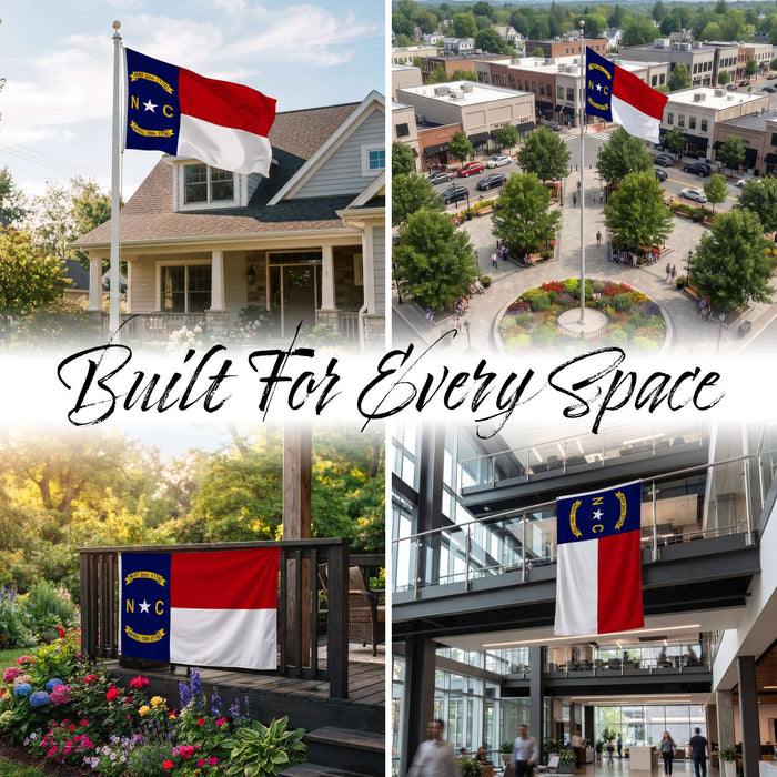 G128 North Carolina State Flag | 4x6 Ft | StormFlyer Series Embroidered 220GSM Spun Polyester | Embroidered Design, Indoor/Outdoor, Brass Grommets, Heavy Duty, All Weather