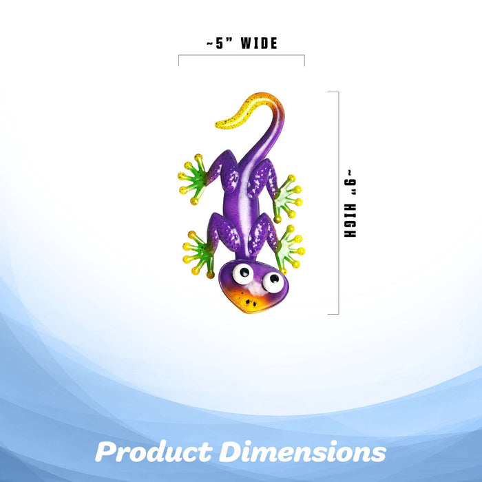 G128 purple gecko lizard metal wall art hanging decor, 9 inch nominal size