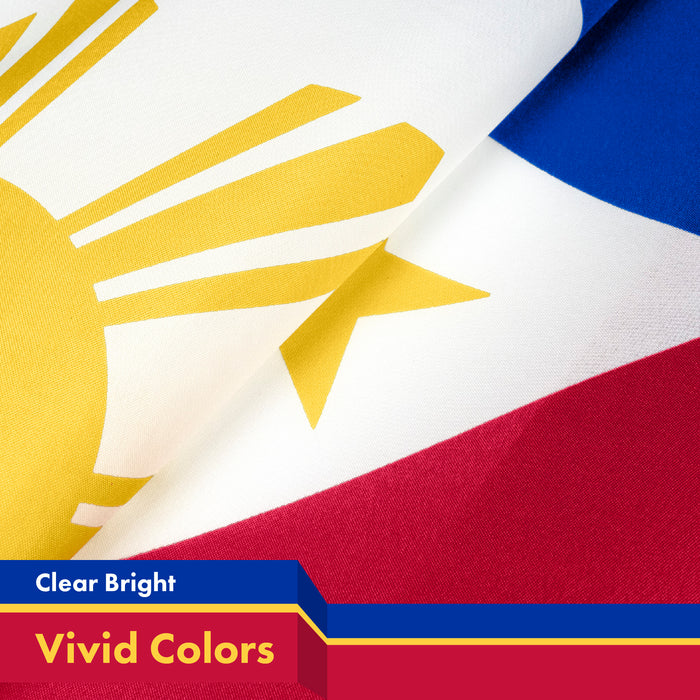 G128 10 Pack: Philippines (Philippine) Flag | 3x5 feet | Printed 150D Indoor/Outdoor, Vibrant Colors, Brass Grommets, Quality Polyester, Much Thicker More Durable Than 100D 75D Polyester