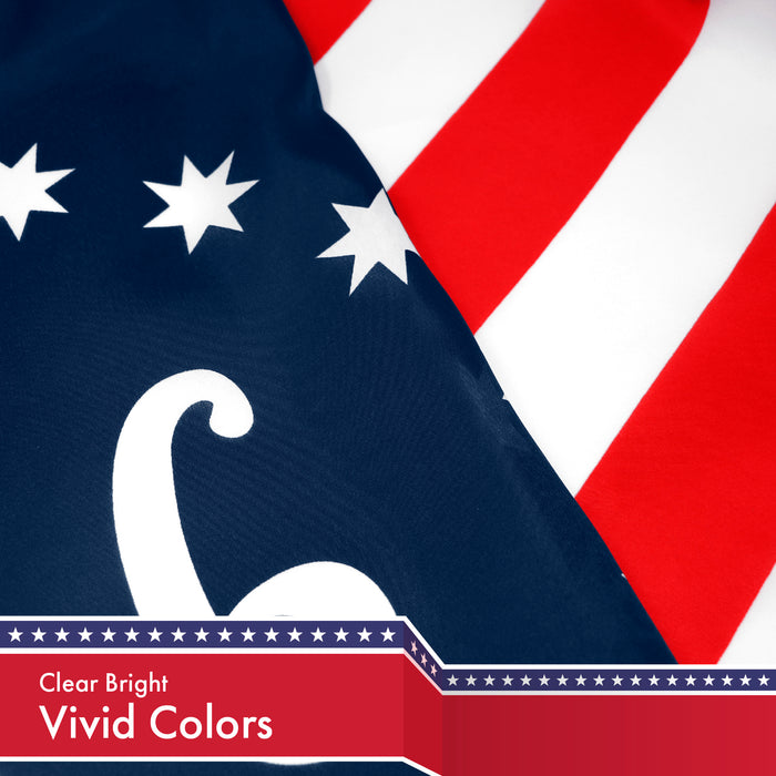G128 Bennington 76 Flag | 3x5 Ft | LiteWeave Pro Series Printed 150D Polyester | Historical Flag, Indoor/Outdoor, Vibrant Colors, Brass Grommets