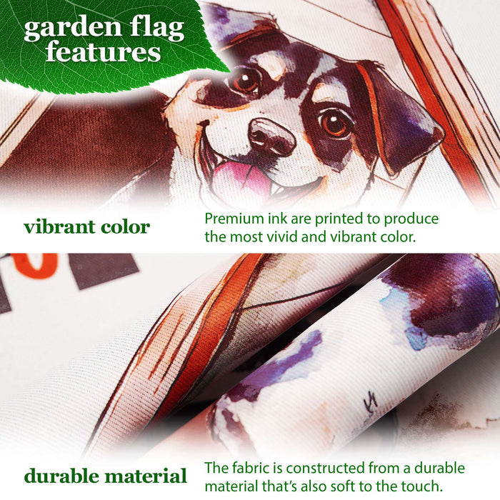 G128 Combo Pack: Garden Flag Stand Black 36x16IN & Garden Flag Life is Ruff Dog House Printed 12x18IN Double Sided Yard Lawn Decoration