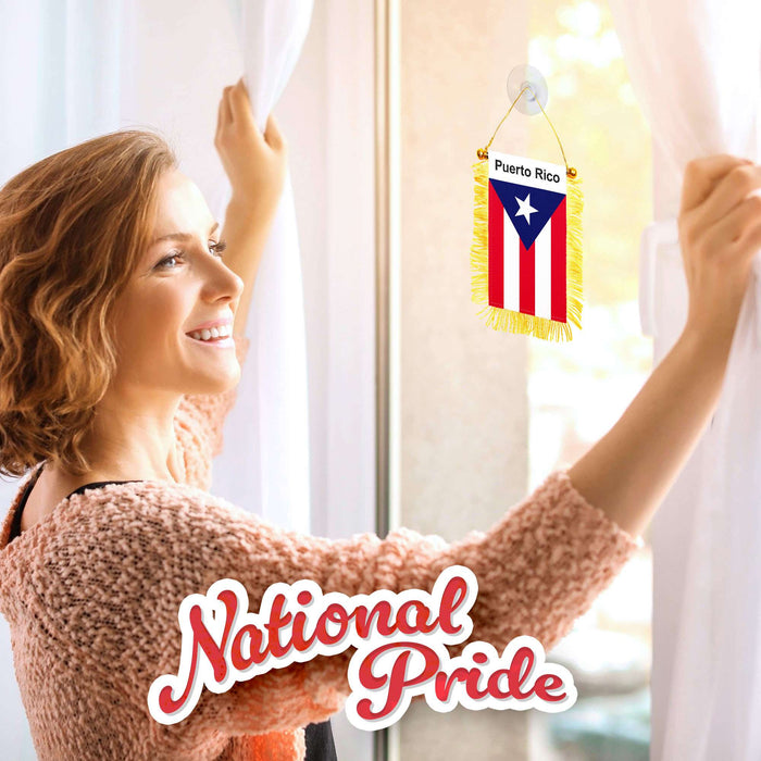 G128 Puerto Rico Puerto Rican Fringy Flag | 3x5 In | LiteWeave Pro Series Printed 150D Polyester | Indoor/Outdoor, Vibrant Colors, Brass Grommets