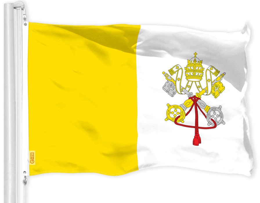 G128 Vatican City Flag | 3x5 Ft | LiteWeave Pro Series Printed 150D Polyester | Country Flag, Indoor/Outdoor, Vibrant Colors, Brass Grommets, Thicker and More Durable Than 100D 75D Polyester