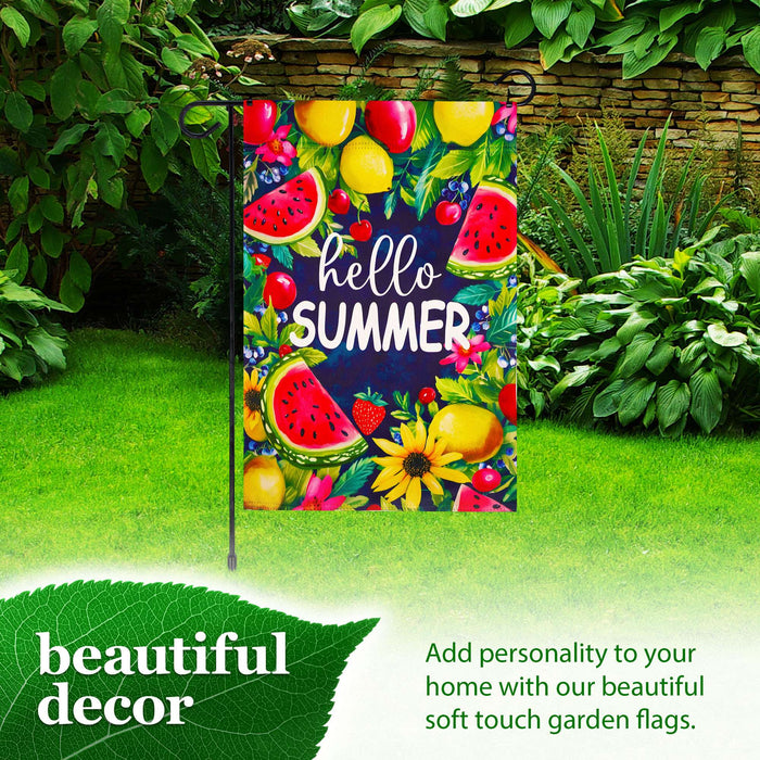 G128 36x16IN Garden Flag Stand & 12x18 Hello Summer Watermelon Flag Kit