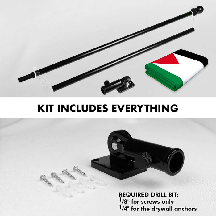 G128 Combo Pack: 6 Ft Twist Free Aluminum Spinning Flagpole (Black) & Jordan Flag | 3x5 Ft | LiteWeave Pro Series Printed 150D Polyester | Pole with Flag Included