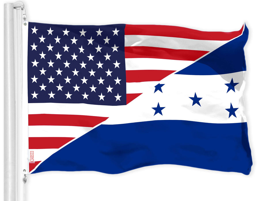 G128 Honduras USA Friendship Flag | 3x5 Ft | LiteWeave Pro Series Printed 150D Polyester | Specialty Flag, Indoor/Outdoor, Vibrant Colors, Brass Grommets