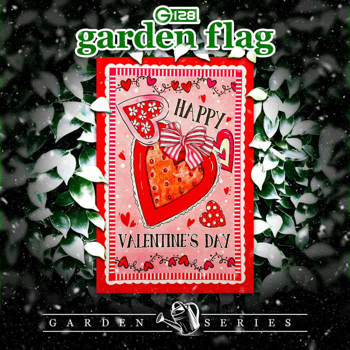 G128 Happy Valentine's Day Heart Cookie Garden Flag 12x18 In Double Sided Valentine's Day Yard Garden Lawn Decoration