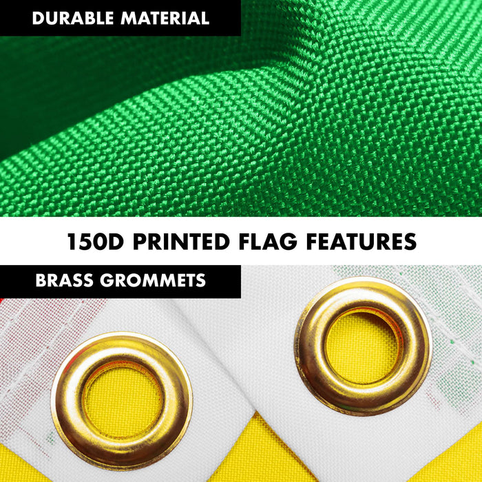 G128 Combo Pack: 6 Ft Twist Free Aluminum Spinning Flagpole (Black) & Burkina Faso Flag | 3x5 Ft | LiteWeave Pro Series Printed 150D Polyester | Pole with Flag Included