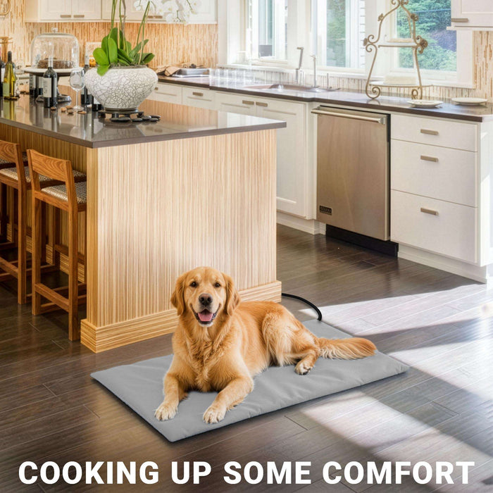 G128 Small Pet Heating Pad 17.72x15.75IN, 6 Adjustable Temperature Dog Cat Heating Pad with Timer, Waterproof Heated Cat Dog Bed with Chew Resistant Cord, Indoor Electric Pet Heated Mat