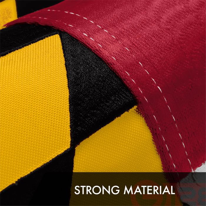 G128 3 Pack: Maryland MD State Flag | 1x1.5 Ft | ToughWeave Series Embroidered 300D Polyester | Embroidered Design, Indoor/Outdoor, Brass Grommets