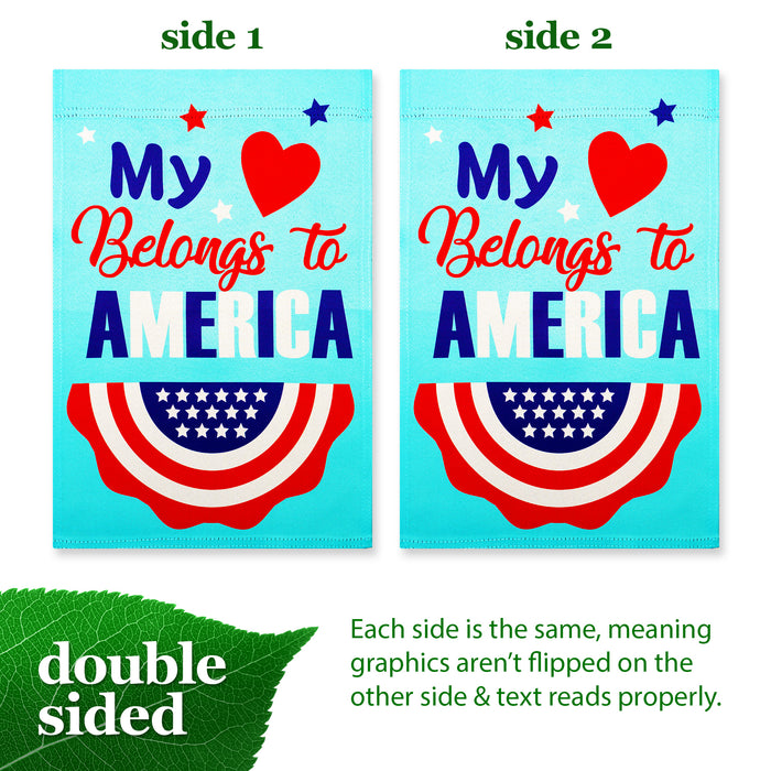 G128 Heart America Belongs Garden Flag 12x18 In Double Sided Independence Day Yard Garden Lawn Decoration