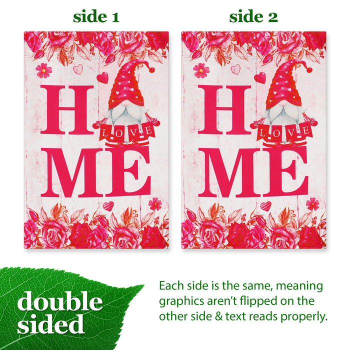 G128 Garden Flag Happy Valentine's Day Gnome Holding Love Sign 12"x18" Blockout Fabric
