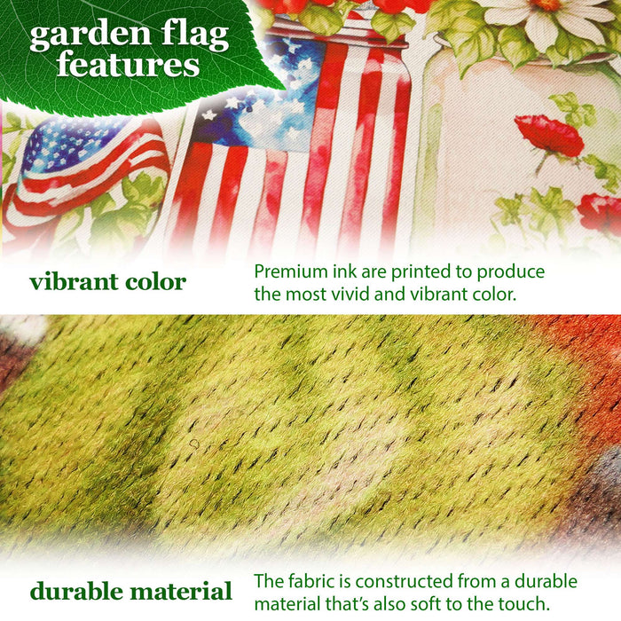 G128 Combo Pack Garden Flag Stand Black 36x16IN & Garden Flag Welcome America Mason Jars Printed 12x18IN Double Sided Yard Garden Lawn Decoration