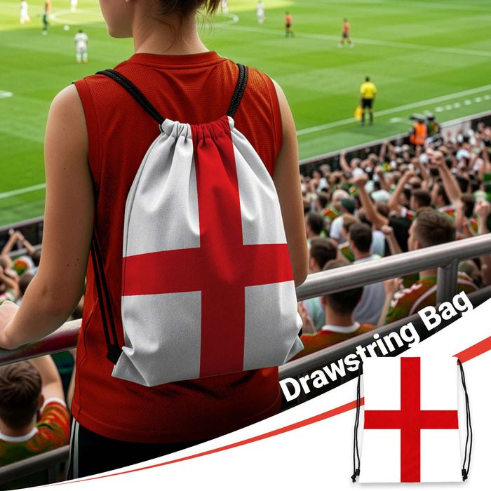 G128 World Soccer Tournament 2026 Cup Soccer Fan Set 6PCS, England Fan Merch with Flag and Bracelet, Accessories for Sports Parties