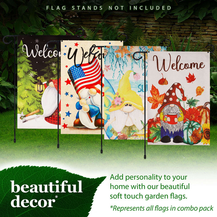 G128 set of 4 welcome gnomes for all seasons garden flags, 12x18 inch, photo 9
