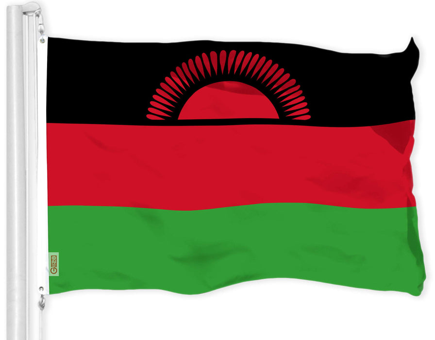 G128 Malawi Flag | 3x5 Ft | LiteWeave Pro Series Printed 150D Polyester | Country Flag, Indoor/Outdoor, Vibrant Colors, Brass Grommets