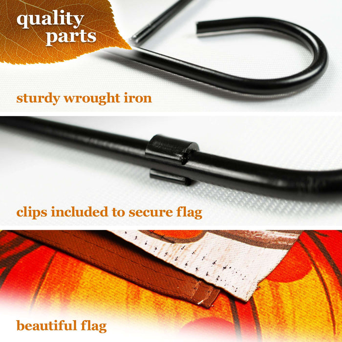 G128 36x16IN Garden Flag Stand & 12x18 Welcome Fall Football Flag Kit