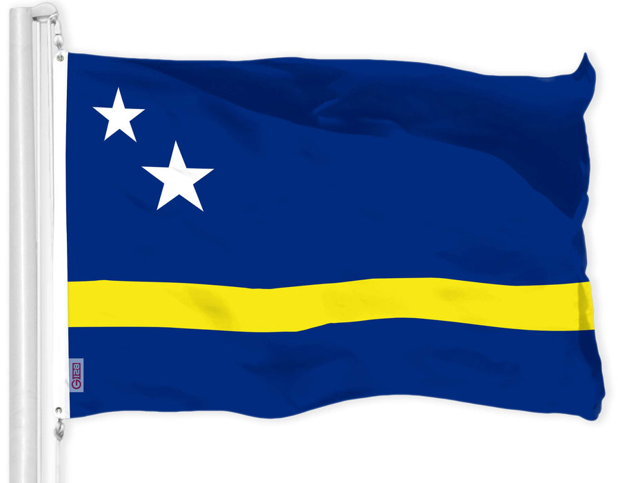 G128 Curacao Curacaoan Flag | 3x5 Ft | LiteWeave Pro Series Printed 150D Polyester | Indoor/Outdoor, Vibrant Colors, Brass Grommets