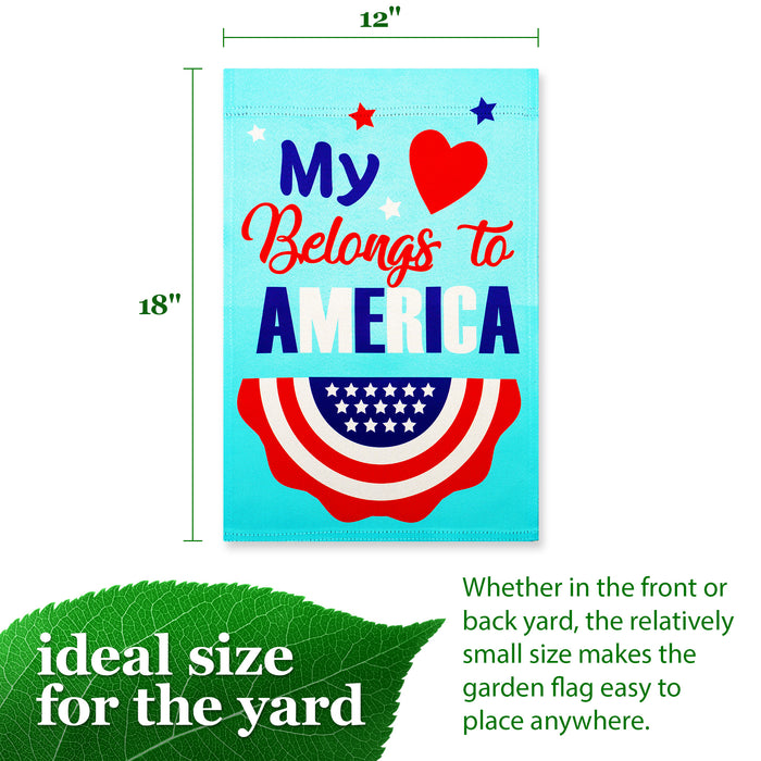 G128 Heart America Belongs Garden Flag 12x18 In Double Sided Independence Day Yard Garden Lawn Decoration