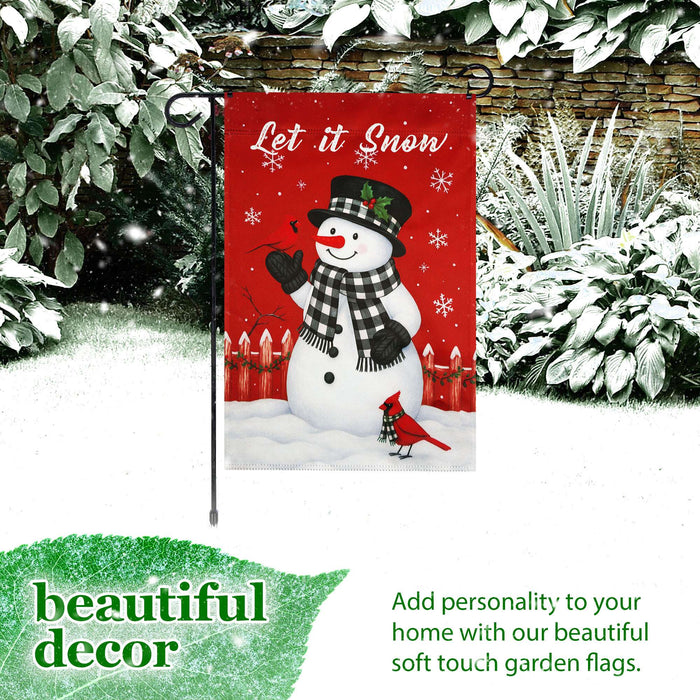 G128 36x16IN Garden Flag Stand & 12x18 Let It Snow Snowman Flag Kit