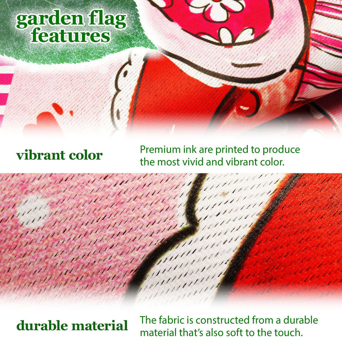 G128 Combo Pack: Garden Flag Stand 36x16IN & Garden Flag Happy Valentine's Day Heart Cookie Printed 12x18IN Double Sided