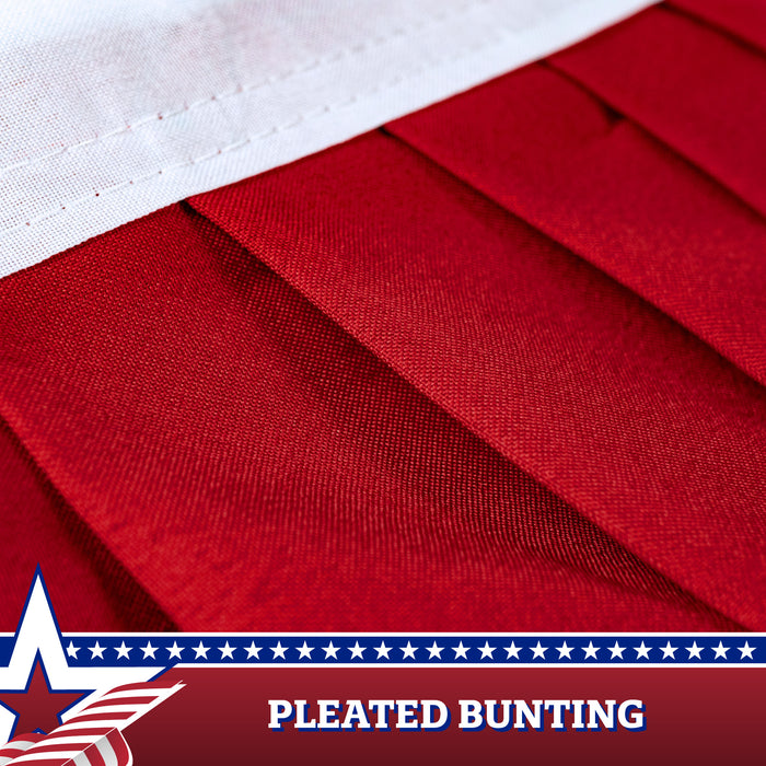 USA Pleated Fan Flag, 4x8 Feet American USA Bunting Decoration Flags Embroidered Patriotic Stars & Sewn Stripes Canvas Header Brass Grommets