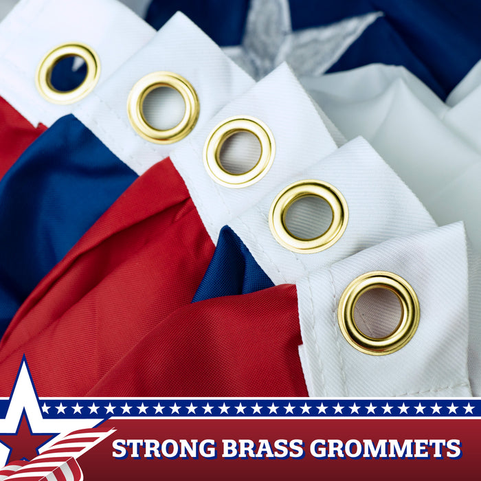 USA Pleated Fan Flag, 5x10 Feet American USA Bunting Decoration Flags Embroidered Patriotic Stars & Sewn Stripes Canvas Header Brass Grommets