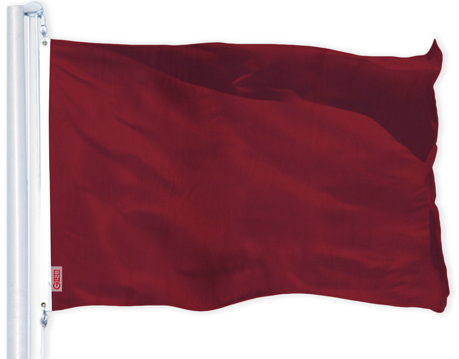 G128 Solid Burgundy Color Flag | 3x5 feet | Printed 150D, Indoor/Outdoor, Vibrant Colors, Brass Grommets, Quality Polyester, Much Thicker More Durable Than 100D 75D Polyester