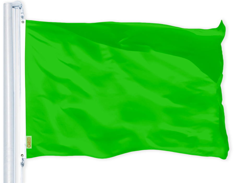 G128 Solid Lime Green Color Flag | 3x5 feet | Printed 150D, Indoor/Outdoor, Vibrant Colors, Brass Grommets, Quality Polyester, Much Thicker More Durable Than 100D 75D Polyester