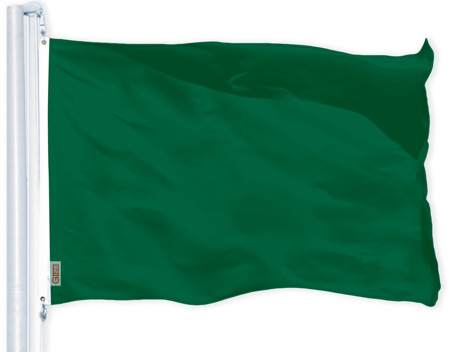 G128 Solid Dark Green Color Flag | 3x5 feet | Printed 150D, Indoor/Outdoor, Vibrant Colors, Brass Grommets, Quality Polyester, Much Thicker More Durable Than 100D 75D Polyester