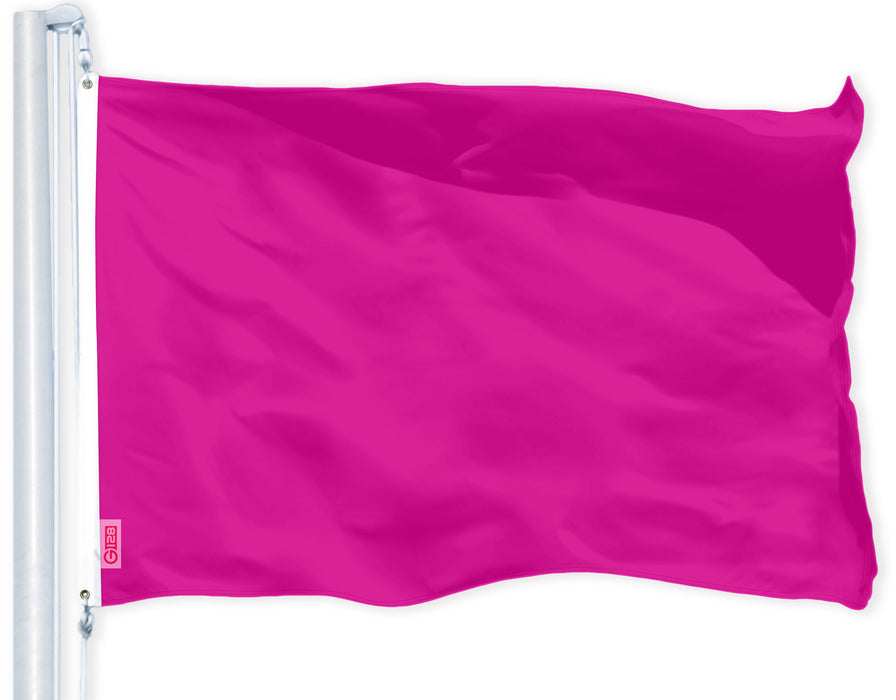 G128 Solid Pink Color Flag | 3x5 feet | Printed 150D, Indoor/Outdoor, Vibrant Colors, Brass Grommets, Quality Polyester, Much Thicker More Durable Than 100D 75D Polyester