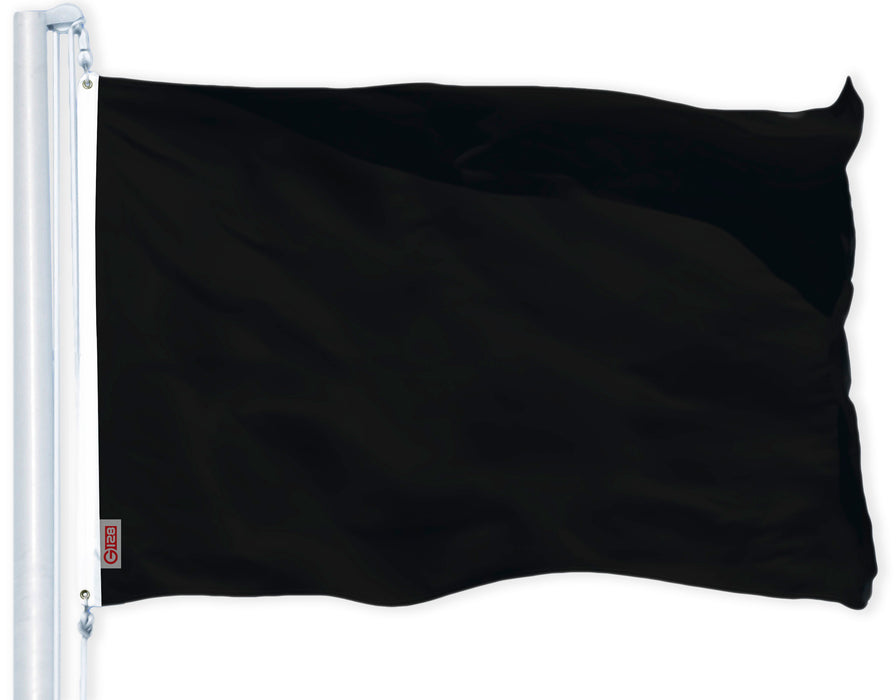 G128 Solid Black Color Flag | 3x5 feet | Printed 150D, Indoor/Outdoor, Vibrant Colors, Brass Grommets, Quality Polyester, Much Thicker More Durable Than 100D 75D Polyester