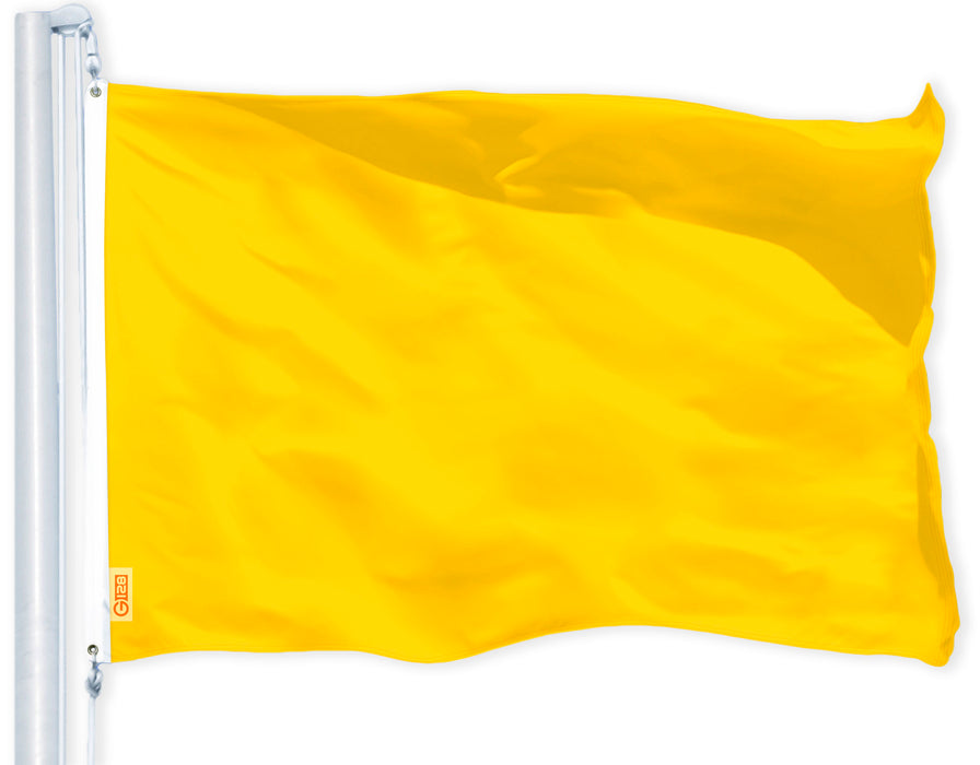 G128 Solid Golden Yellow Color Flag | 3x5 feet | Printed 150D, Indoor/Outdoor, Vibrant Colors, Brass Grommets, Quality Polyester, Much Thicker More Durable Than 100D 75D Polyester