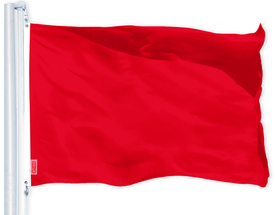 G128 Solid Red Color Flag | 3x5 feet | Printed 150D Indoor/Outdoor, Vibrant Colors, Brass Grommets, Quality Polyester, Much Thicker More Durable Than 100D 75D Polyester