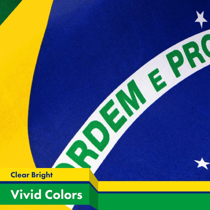 G128 Combo Pack: USA American Flag 3x5 Ft 150D Printed Stars & Brazil (Brazilian) Flag 3x5 Ft 150D Printed