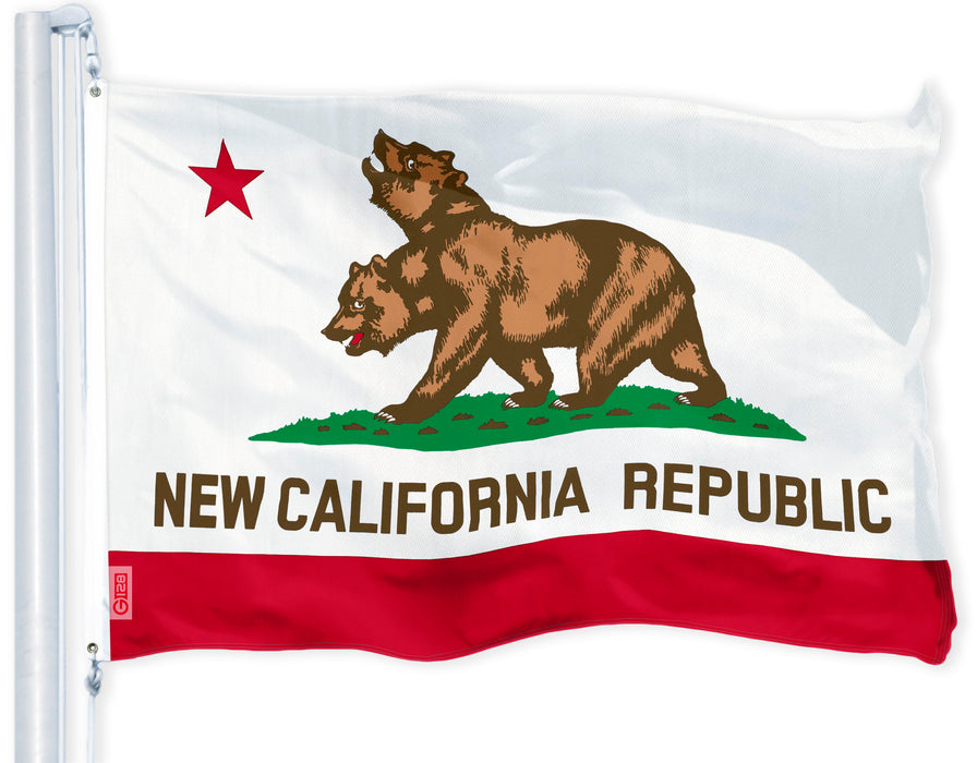 G128 Combo Pack: USA American Flag 3x5 Ft 150D Printed Stars & New California Republic State Flag 3x5 Ft 150D Printed