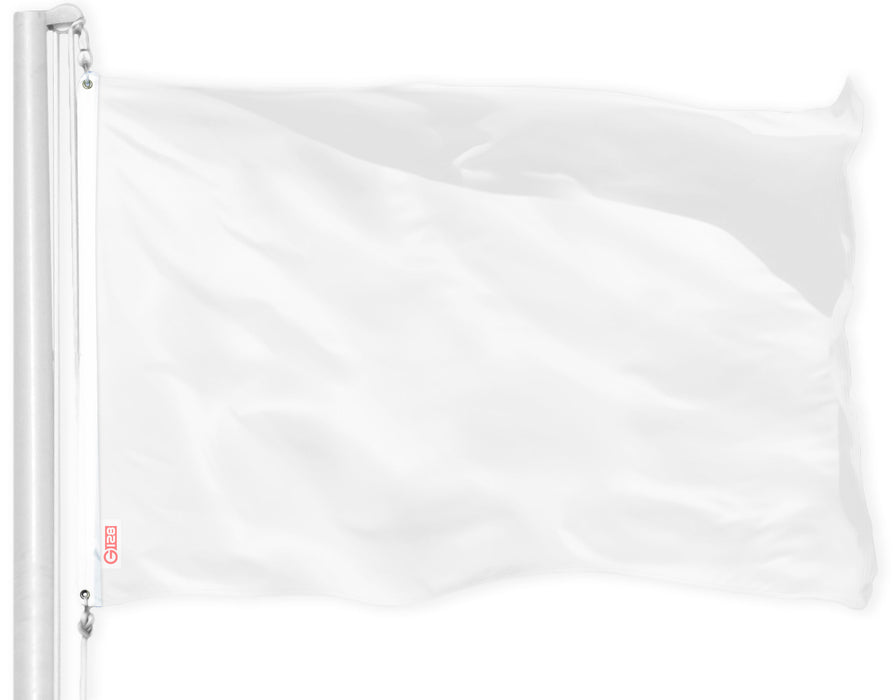 G128 Solid White Color Flag | 3x5 feet | Printed 150D, Indoor/Outdoor, Vibrant Colors, Brass Grommets, Quality Polyester, Much Thicker More Durable Than 100D 75D Polyester
