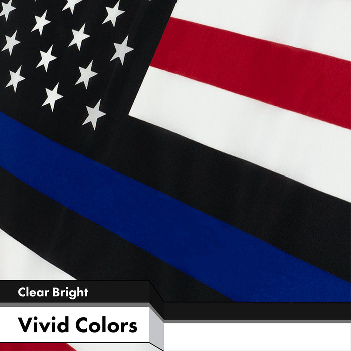 G128 Combo Pack: USA American Flag 3x5 Ft 150D Printed Stars & Blue Lives Matter Flag 3x5 Ft 150D Printed