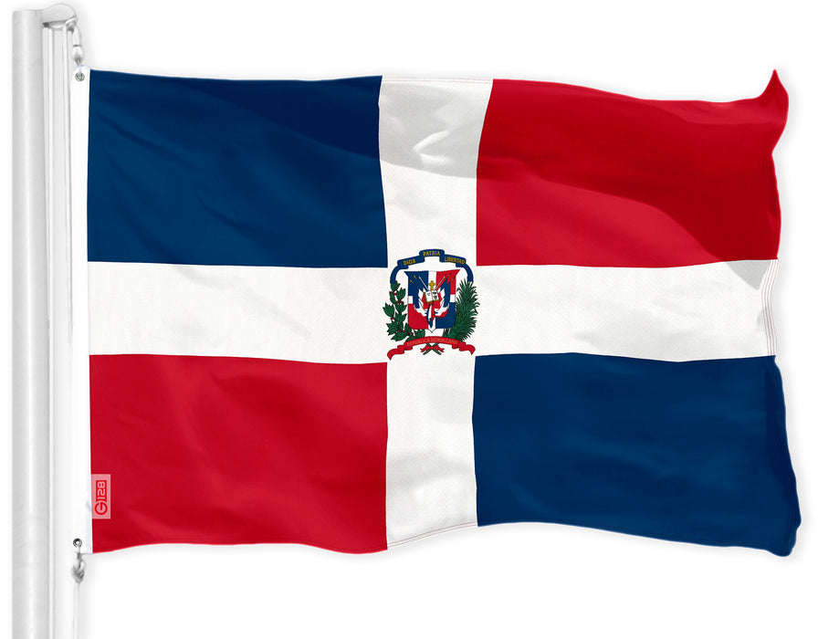 G128 Dominican Republic Flag | 3x5 feet | Printed 150D Indoor/Outdoor, Vibrant Colors, Brass Grommets, Quality Polyester, Much Thicker More Durable Than 100D 75D Polyester