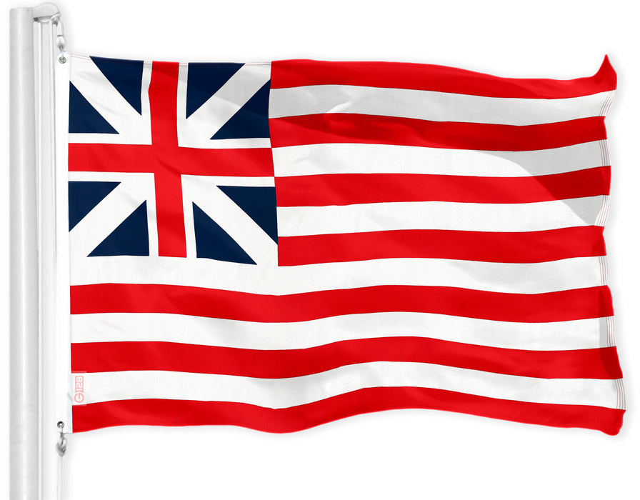 G128 Combo Pack: USA American Flag 3x5 Ft 150D Printed Stars & Grand Union Flag 3x5 Ft 150D Printed